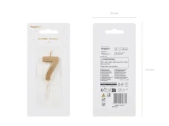 Partydeco PartyDeco Geburtstagskerze Ziffer 7 Gold 1 Stück