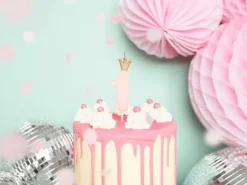 Partydeco PartyDeco Geburtstagskerze Ziffer 1 Hellrosa 1 Stück