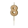 Partydeco PartyDeco Geburtstagskerze Ziffer 8 Gold 1 Stück