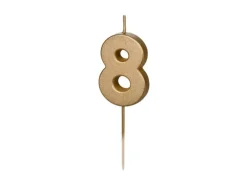 Partydeco PartyDeco Geburtstagskerze Ziffer 8 Gold 1 Stück