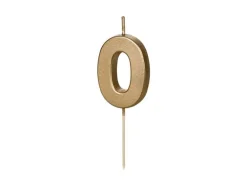 Partydeco PartyDeco Geburtstagskerze Ziffer 0 Gold 1 Stück