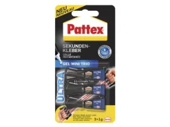 Pattex Sekundenkleber Ultra Gel Mini Trio 3 x 1 g, Transparent