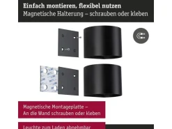 Paulmann Akkuwandleuchte Nyora IP44, Schwarz
