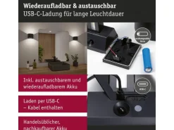 Paulmann Akkuwandleuchte Nyora IP44, Schwarz