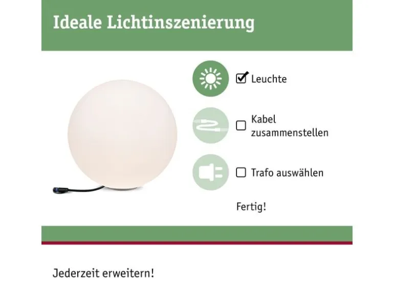 Paulmann Gartenlicht Plug & Shine GLOBE 40 cm