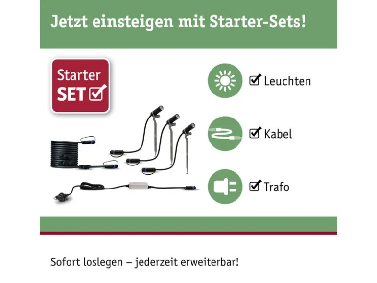 Paulmann Gartenspot Plug & Shine Plantini 45° 3000 K, Starterset