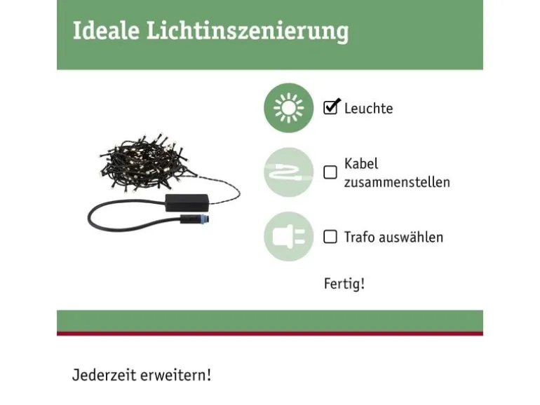 Paulmann LED Lichterkette Plug & Shine Yuna 12.4 m, WW, Schwarz