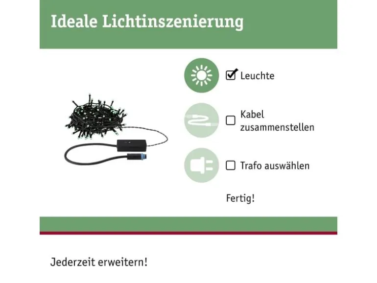 Paulmann LED Lichterkette Plug & Shine Yuna 12.4 m, RGB, Schwarz