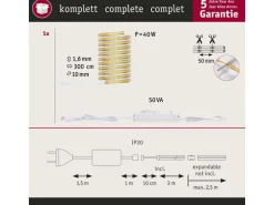 Paulmann LED-Stripe MaxLED 1000 BasisSet COB, 2700 K, 3 m, Silber