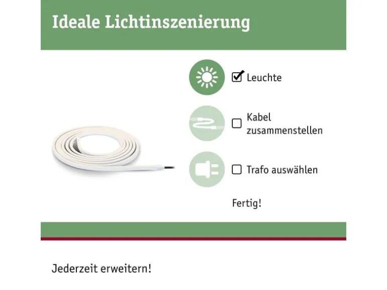Paulmann LED Stripe Plug & Shine Smooth 3000 K, 26 W, Weiss