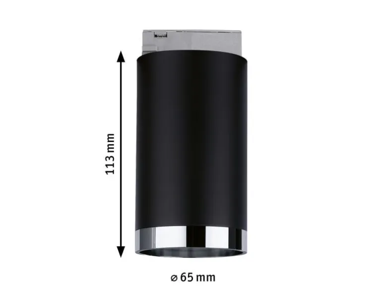 Paulmann Schienenspot URail Tube, 1 x GU10, 10 W, Schwarz/ Chrom