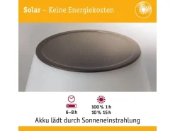Paulmann Tischleuchte Solar Outdoor Lillesol, 3000K, Edelstahl
