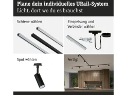 Paulmann URail Schienenspot Tubo Einzelspot Schwarz 3-Step-Dim