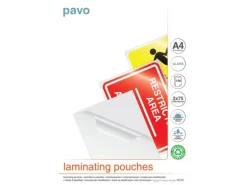 Pavo Laminierfolie A4, 75 µm, 100 Stück, Glänzend; Wasserdicht