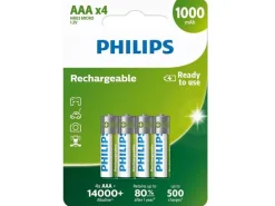 Philips Akku Rechargeable NiMH AAA 1000 mAh, 4 Stück