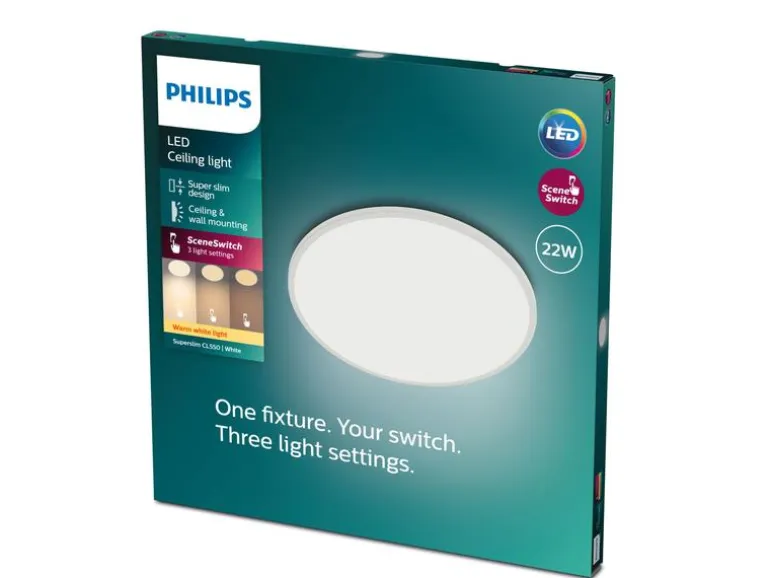Philips Deckenleuchte LED SceneSwitch CL550 2000 lm 2700K, Weiss