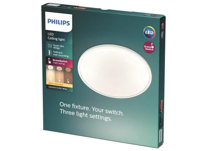 Philips Deckenleuchte LED SceneSwitch CL550 1300 lm 2700K, Weiss