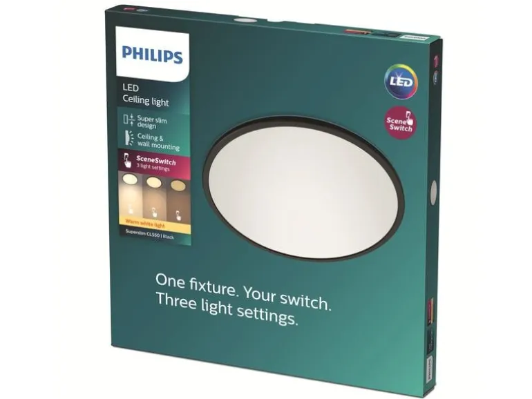 Philips Deckenleuchte LED SceneSwitch CL550 1500 lm 2700K, Schwarz