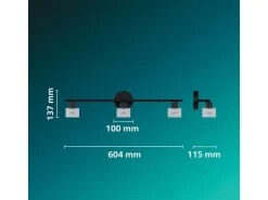Philips Horen Aufbauspot 3x Balken ohne Leuchtmittel GU10, schwarz