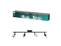 Philips Horen Aufbauspot 4x, ohne Leuchtmittel GU10, schwarz