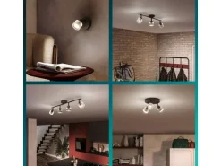 Philips Horen Aufbauspot 4x, ohne Leuchtmittel GU10, schwarz