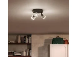 Philips Horen Aufbauspot 3x rund ohne Leuchtmittel GU10, schwarz