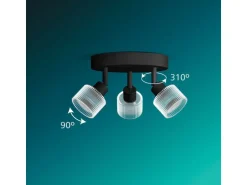 Philips Horen Aufbauspot 3x rund ohne Leuchtmittel GU10, schwarz