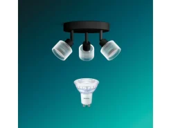 Philips Horen Aufbauspot 3x rund ohne Leuchtmittel GU10, schwarz