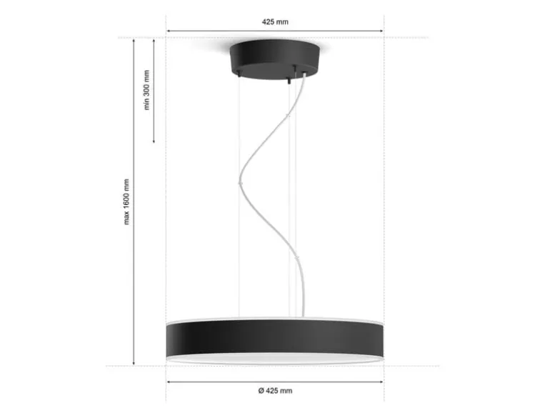 Philips Hue White Amb. Enrave Pendelleuchte schwarz 3300 lm + Dimmer