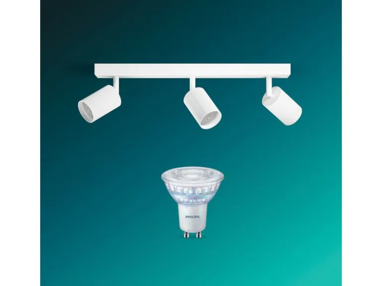 Philips Wyatt Aufbauspot 3er Balken ohne Leuchtmittel GU10, weiss
