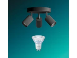 Philips Wyatt Aufbauspot 3x, rund ohne Leuchtmittel GU10, schwarz