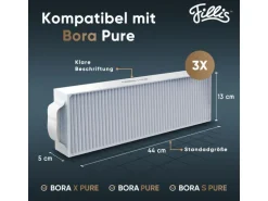 Pillis Aktivkohlefilter für Bora Pure Puru & X Pure Puxu, 3 Stück