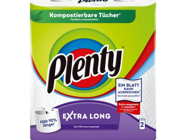 Plenty Haushaltspapier Extra Long 2 Rollen à 86 Blatt