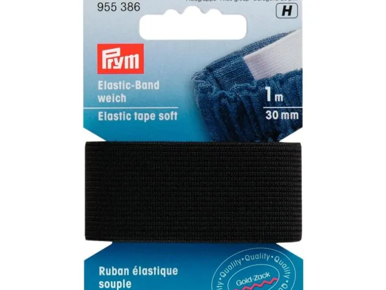 Prym Elastikband 30 mm, Schwarz