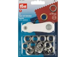 Prym Ösen + Scheiben 11 mm Silber, 15 Stück