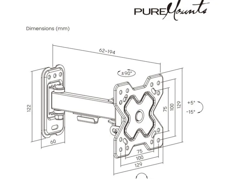 PureMounts Wandhalterung PM-FM13-100 Schwarz