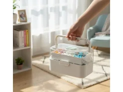 relaxdays Aufklappbare Medizinbox aus Kunststoff Weiss