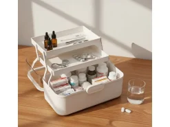 relaxdays Aufklappbare Medizinbox aus Kunststoff Weiss