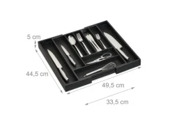 relaxdays Besteckkasten ausziehbar Schwarz