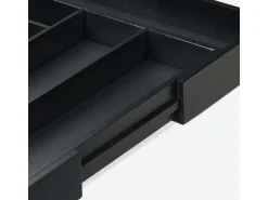 relaxdays Besteckkasten ausziehbar Schwarz