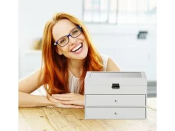 relaxdays Brillenbox Kunstleder Glas Samt Schwarz Transparent