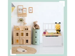 relaxdays Kindersitzbank Weiss; Hellbraun
