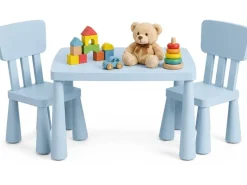 relaxdays Kindersitzgruppe 3-teilig, Kunstoff, Blau