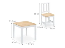 relaxdays Kindersitzgruppe 3-teilig Weiss; Hellbraun