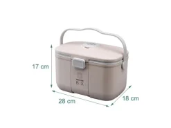 relaxdays Medizinbox aus Kunststoff Beige/Grau 17 x 28 x 18 cm