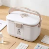 relaxdays Medizinbox aus Kunststoff Beige/Weiss 17 x 28 x 18 cm