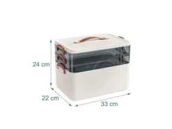 relaxdays Medizinbox aus Kunststoff Transparent/Weiss 24 x 33 x 22 cm