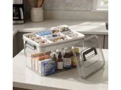 relaxdays Medizinbox aus Kunststoff Transparent