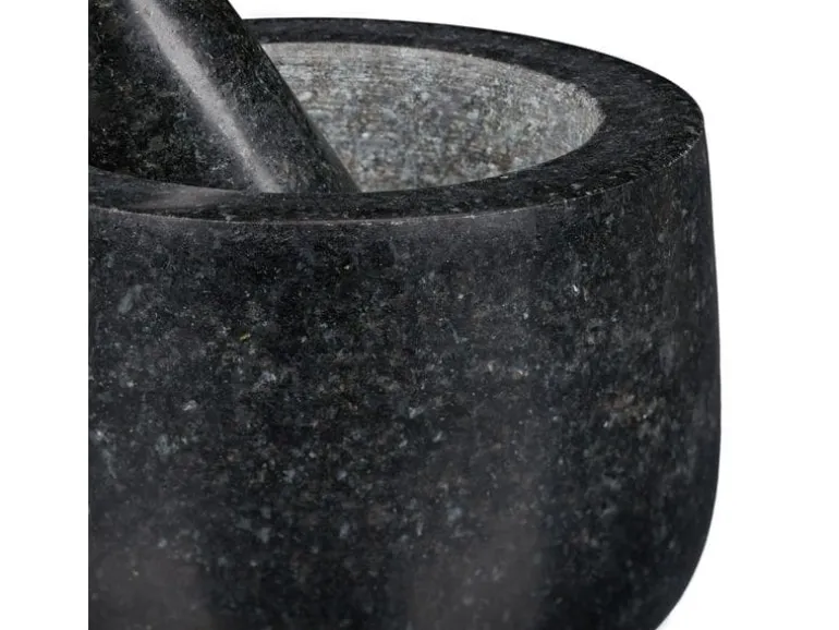 relaxdays Mörser mit Stössel 12 cm, Granit