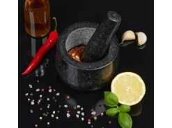 relaxdays Mörser mit Stössel 12 cm, Granit